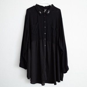 Torrid Oversized Fit & Flare Button Down Challis Chiffon Top